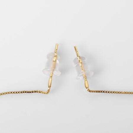 Hanging earrings with rhinestones “cross” on a chain, white color in gold, 10.3 cm-1