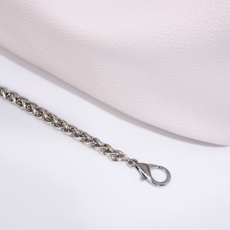 Baget bag with zipper, chain, white color-6