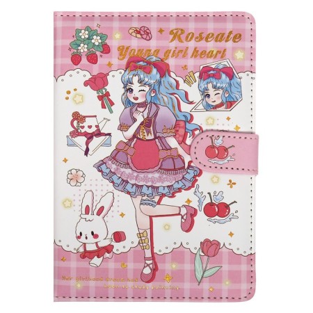 Gift notebook, a6+ 132 sheets, color block, with a stream on a magnet, PVC cover, "anime", mix-3