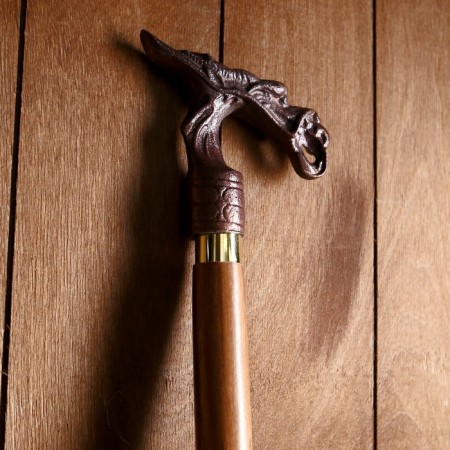 Cane "Dragon" wood, brass 95x10x3 cm-1