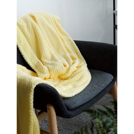 Mimosa plaid, size 200x220 cm, honeycomb, yellow-1