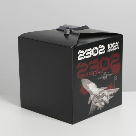 Gift folding box, packaging, “23.02, plane”, 18 x 18 x 18 cm-1