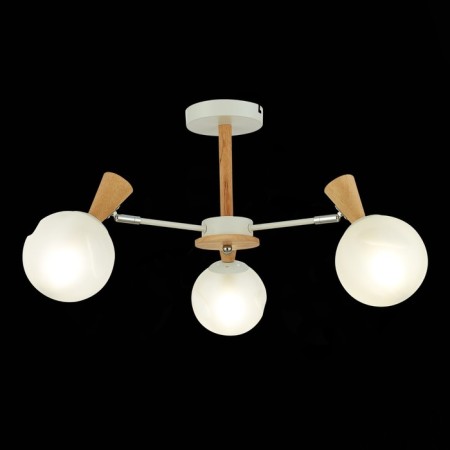 Ceiling EVOLUCE lamp. Sle220702-03. Catania. 3x40 watts, E14, 55x55x35 cm, white color, light wood-1