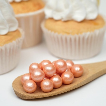Sprinking confectionery "pearls", peach, 12 - 13 mm, 50 g-1