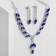 Set 2 objects: earrings, necklace necklace rhombus, blue-white color in silver, 45 cm