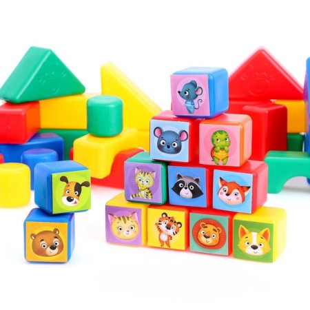 Set of colored cubes, "animals", 38 elements, 4x4 cm-5
