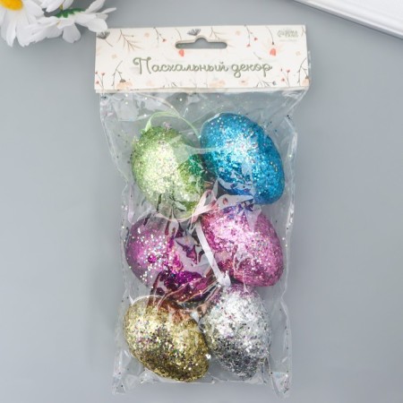 Decor Easter suspension "Egg - sparkle" set 6x4x4x4 cm-2