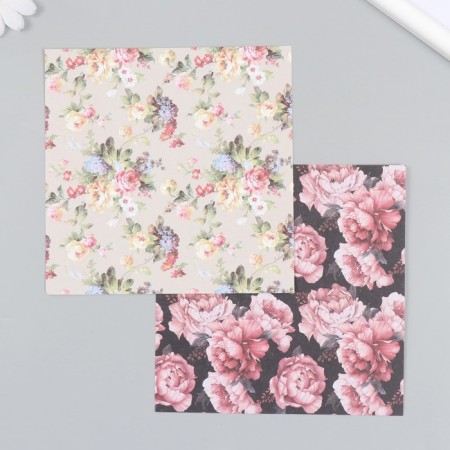 A set of scrapbooking paper 12 sheets 12 designs "summer flowering" 160 grams 15.2x15.2 cm-2