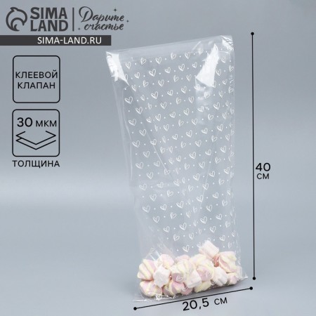 BOPP package with adhesive valve, gift packaging, “hearts”, 20.5 x 40/4 cm-1