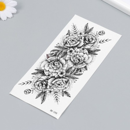 Tattoo on the body black "bouquet" 19x9.5 cm-1