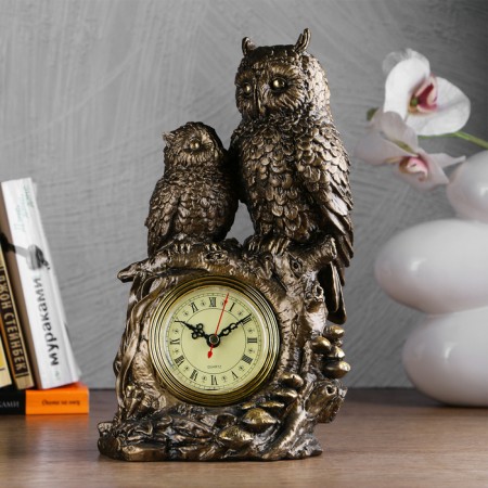 Two -owls desktop watches, 15.5 x 9 x 29.5 cm, gold
