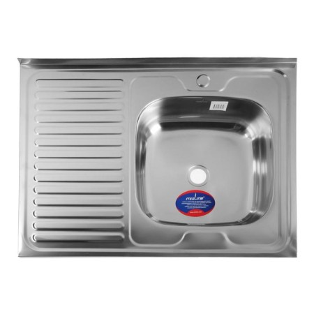 Kitchen sink Mixline 527971, invoice, thickness 0.4 mm, 80x60x16 cm, right, release 1 1/2 "