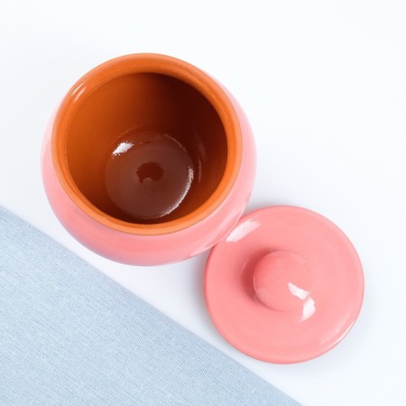 A hot pot with a Vyatka lid 0.6l, pink-2