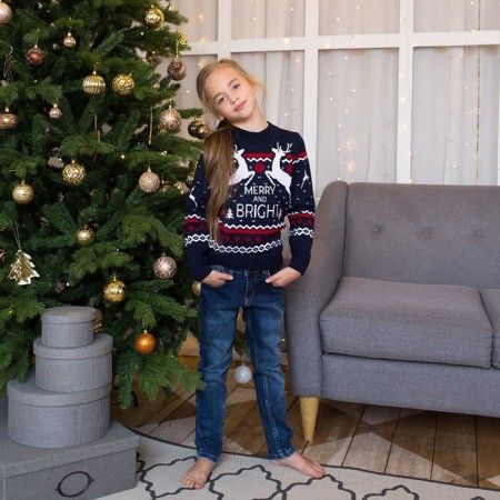 Jumper knitted children's kAFTAN "Family look" p. 30, (98-104 cm), blue-3