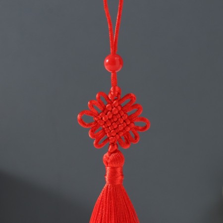 Suspension textiles, plastic "Knot of happiness and infinity" red 8.5 cm-1