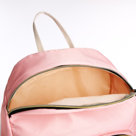 A backpack with a zipper, the color is pink-3