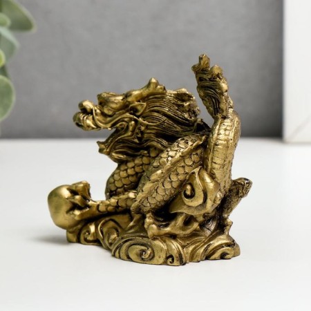 NECK Polystone Bronze "Dragon with a ball" 7.8x7x4.5 cm-1
