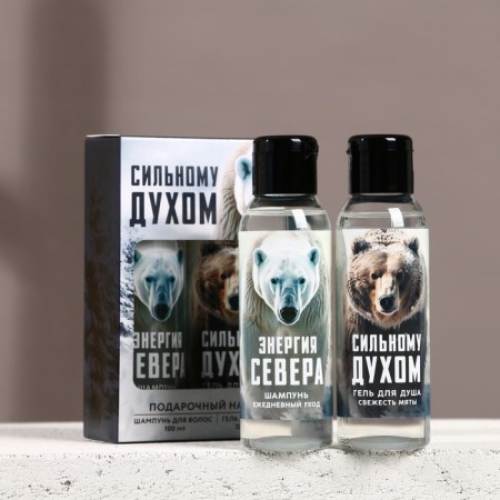Gift set "strong spirit", shower gel and hair shampoo, 2x100-1