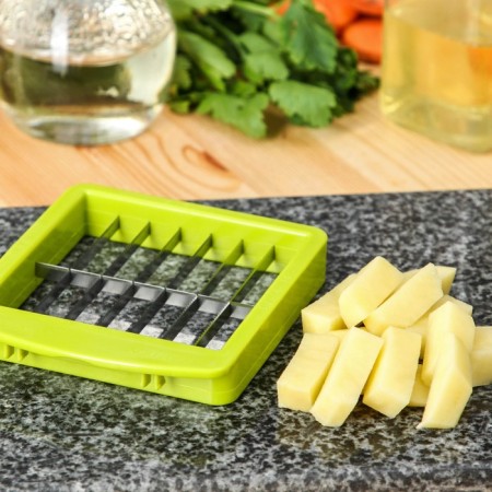 Vegetable engine - Shinkovka with interchangeable nozzles and a shares container, 6 nozzles, 14 × 12.5 × 38.1 cm, white, green color-5