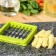 Vegetable engine - Shinkovka with interchangeable nozzles and a shares container, 6 nozzles, 14 × 12.5 × 38.1 cm, white, green color