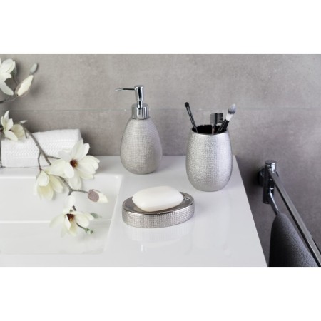 Axentia Hollywood soapbred oval from ceramics, silver color, 12x2.5x9 cm-1