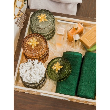 Glass box, 9 × 9 × 10 cm, olive color-3
