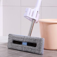 Swabir with spin and brush, 2 microfiber nozzles 38 × 12 cm, steel handle 136 cm
