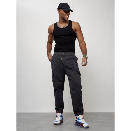 Cargo jeans men, size 52, dark gray color-3