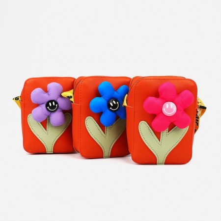 Bag's bag with lightning, long belt, orange color-4