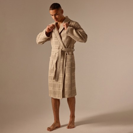 Wafel dressing gown Male SL Home: Chess "Sabbia", size S, 100% cotton, 340 g/m2-7