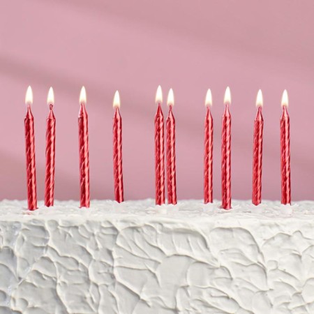 Candles in the cake "Spiral", 6 cm, ruby, set 10 pcs-5