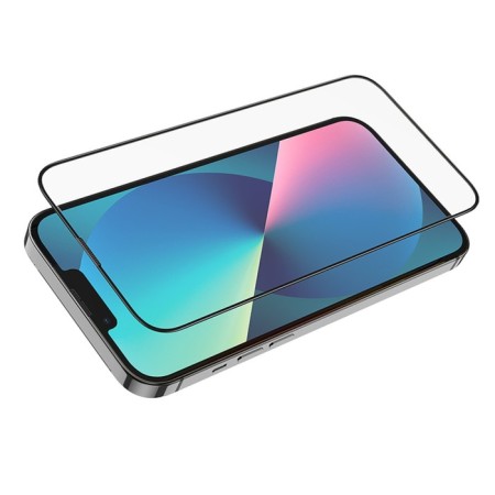 Hoco A26 Protective Glass, for the iPhone 13 Pro Max, with a protective mesh for a microphone, a black frame-4