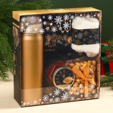 Gift set “All Dreams will come true”: Black tea 50 g, cream -honey with strawberries 120, socks 36 - 39 size, thermos 500 ml.