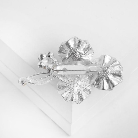 Brooch "Dandelions" flowers, colored in matte silver-1