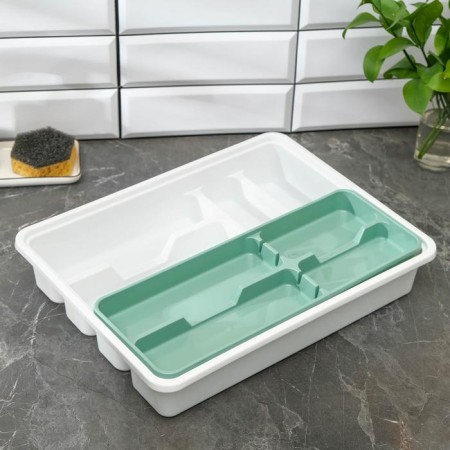Little tray for cutlery, 2-tier, pistachio color-1