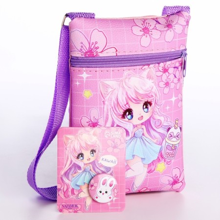 Подарочный набор для девочки Kawaii, сумка, значок, цвет розовый-1
