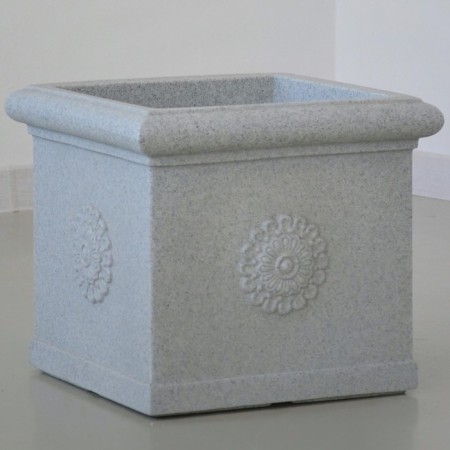 Kashpo for flowers "Byzantium" 45x45x40 cm, 30 l, color white granite