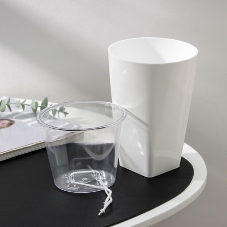 Kashpo for flowers with an insert "Grace", 1.4 l (800 ml), white color-5