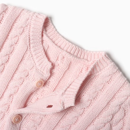 Knitted set (jumper, trousers, hat), pink color, height 68 cm-1
