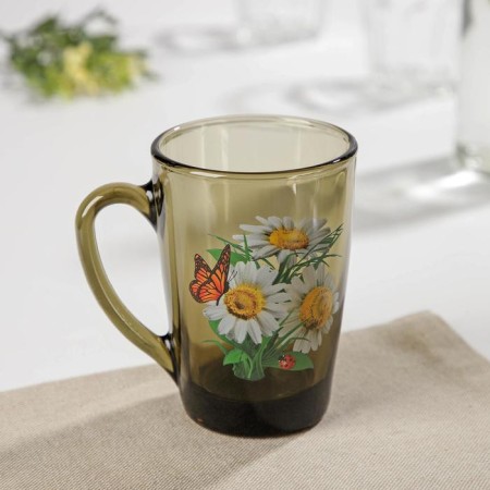 Glass mug "Bouquets", 300 ml, color mix