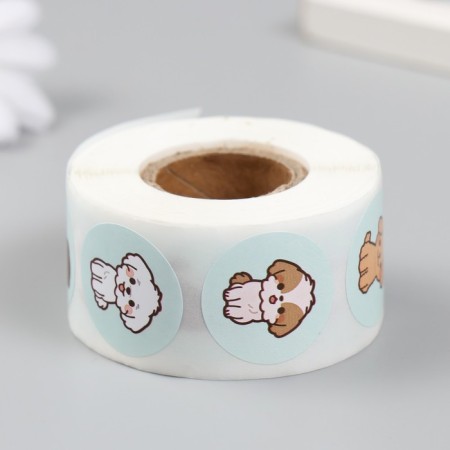 Stick Paper "Puppies" d = 2.5 cm 500 pcs in a roll 3x6.5x6.5 cm-2