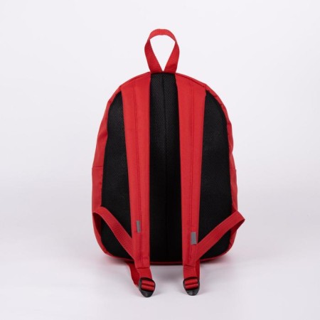 Young backpack from the textiles with lightning, 1 pocket, textura, red color-2