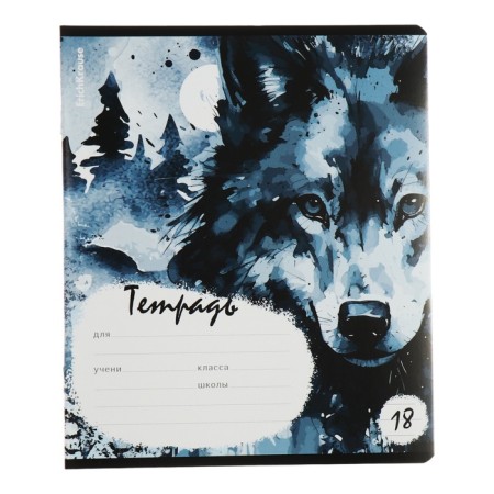 A notebook of 18 sheets in the Erichkrause Timber Wolf line, covered Cardboard, OFSET block, 5V, mix-4