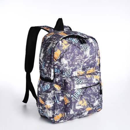 School backpack from textiles on lightning, 3 pockets, color gray color-2