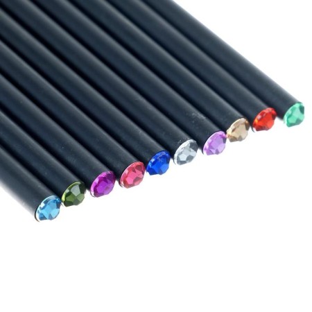 Pencil Chernographic hardness of the HB, the body is black, sharpened, with a rhinestone, mix-4