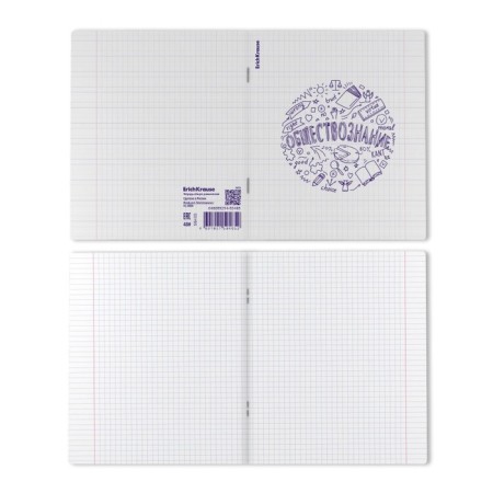 Subject notebook, 48 sheets, cage, social studies Erichkrause "Chaos", plastic cover silk-screen cover, block offset 100%, information block-3