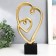 Souvenir Polystone "Double Golden Heart" on a black stand 15.5x7x29 cm
