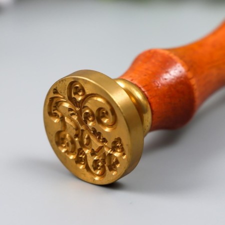 Printing for wax with a wooden handle "Love and patterns" 9x2.5x2.5 cm-3