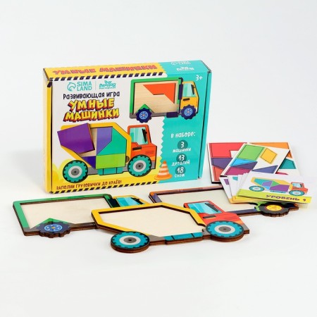 Wooden puzzle for children. Repeat on the sample "smart cars"-5
