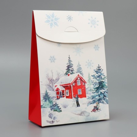 Folding box "House in the Winter Forest", 15 x 7 x 22 cm, New Year-4